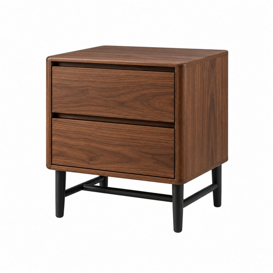 Comodino 60 x 45 x 60 cm in legno marrone con 2 cassetti stile moderno