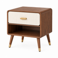 Comodino 50 x 40 x 55 cm in legno marrone e bianco con cassetto stile retrò