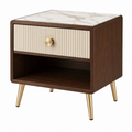 Comodino 50 x 40 x 60 cm in legno marrone con piano effetto marmo - moderno con cassetto