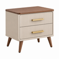 Comodino 55 x 40 x 60 cm in legno beige e noce con 2 cassetti stile moderno