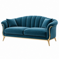 Divano 2 posti 180 x 85 x 80 cm in velluto blu petrolio con gambe dorate stile classico