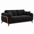 Divano 2 posti 180 x 90 x 85 cm in tessuto nero con struttura in legno stile moderno