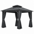 Gazebo da giardino 300 x 300 x 300 cm in metallo grigio scuro con tende laterali