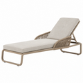 Lettino prendisole 200 x 70 x 90 cm in metallo e corda beige con schienale reclinabile
