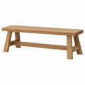 Panca 180 x 40 x 45 cm in legno marrone naturale - stile rustico per sala da pranzo