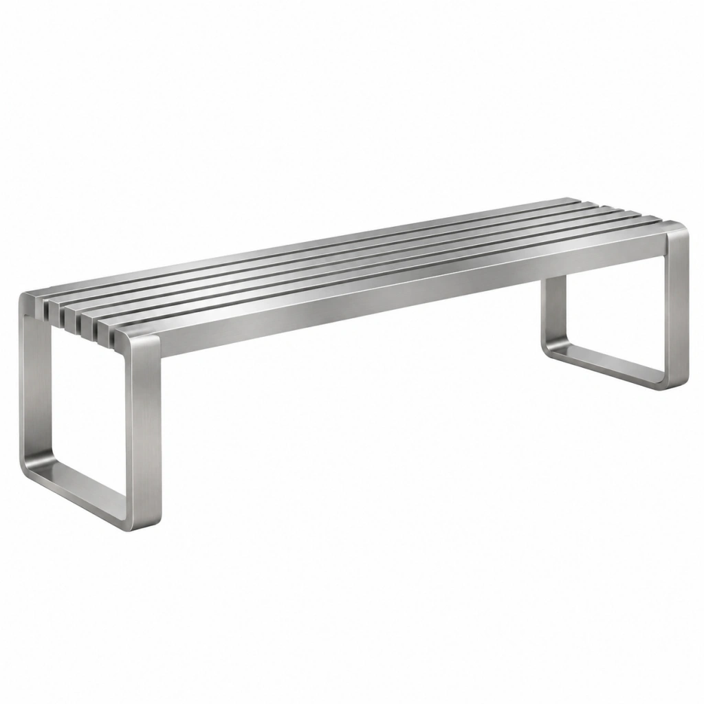 Panca 120 x 40 x 45 cm in acciaio inox argento - design moderno per ingresso