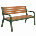 Panca da giardino 120 x 65 x 80 cm in legno e plastica verde marrone con braccioli
