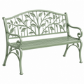 Panca da giardino 120 x 60 x 90 cm in metallo verde con schienale decorativo floreale